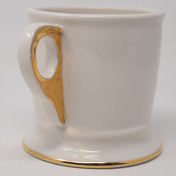 Anthropologie Mug E Initial Gold Trim Shaving Cup Monogram Typeface Boho 14 oz - Picture 4 of 16